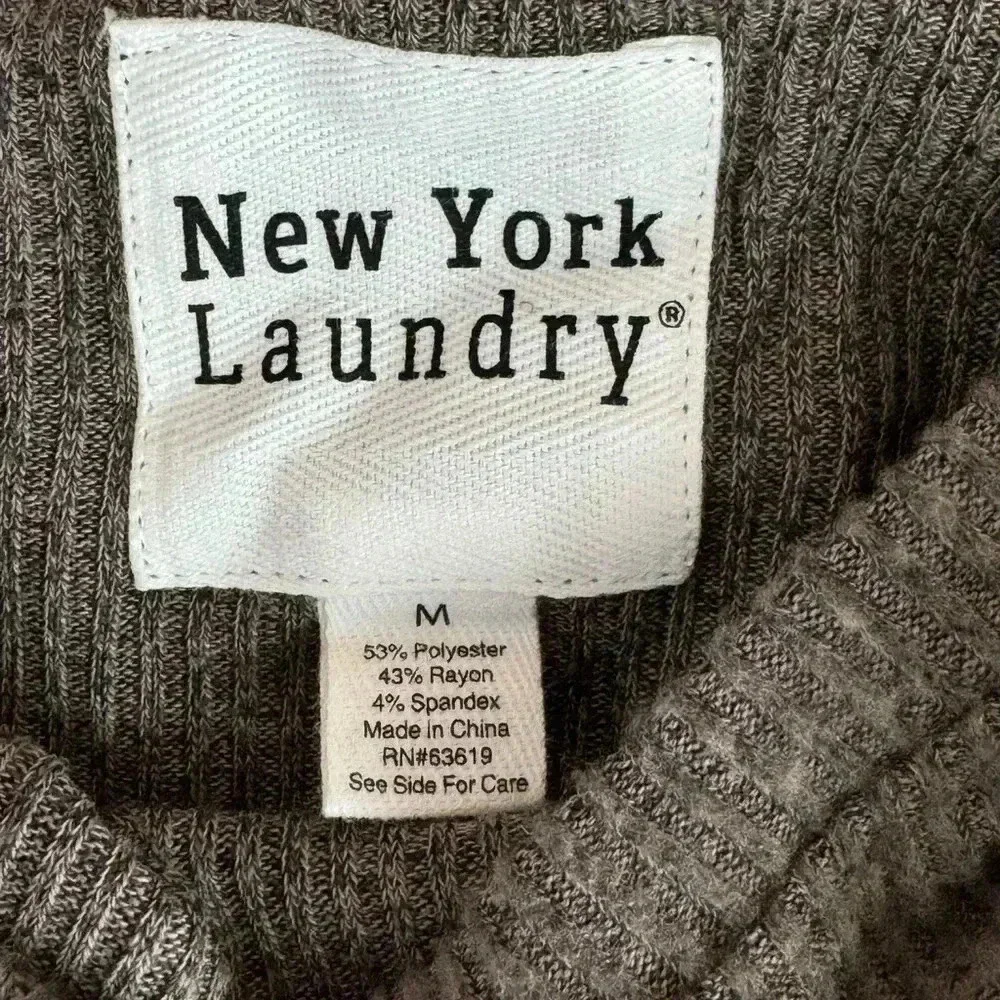 New York Laundry Crewneck Ribbed Sweater with Tie Front - Size M